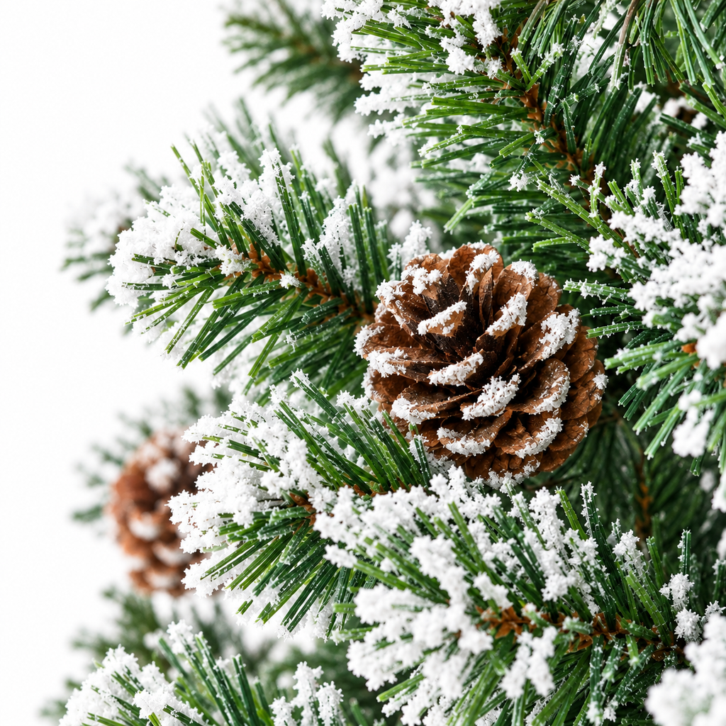 Sapin Boréal floqué pommes de pin silhouette effilée | Sapin Élégance