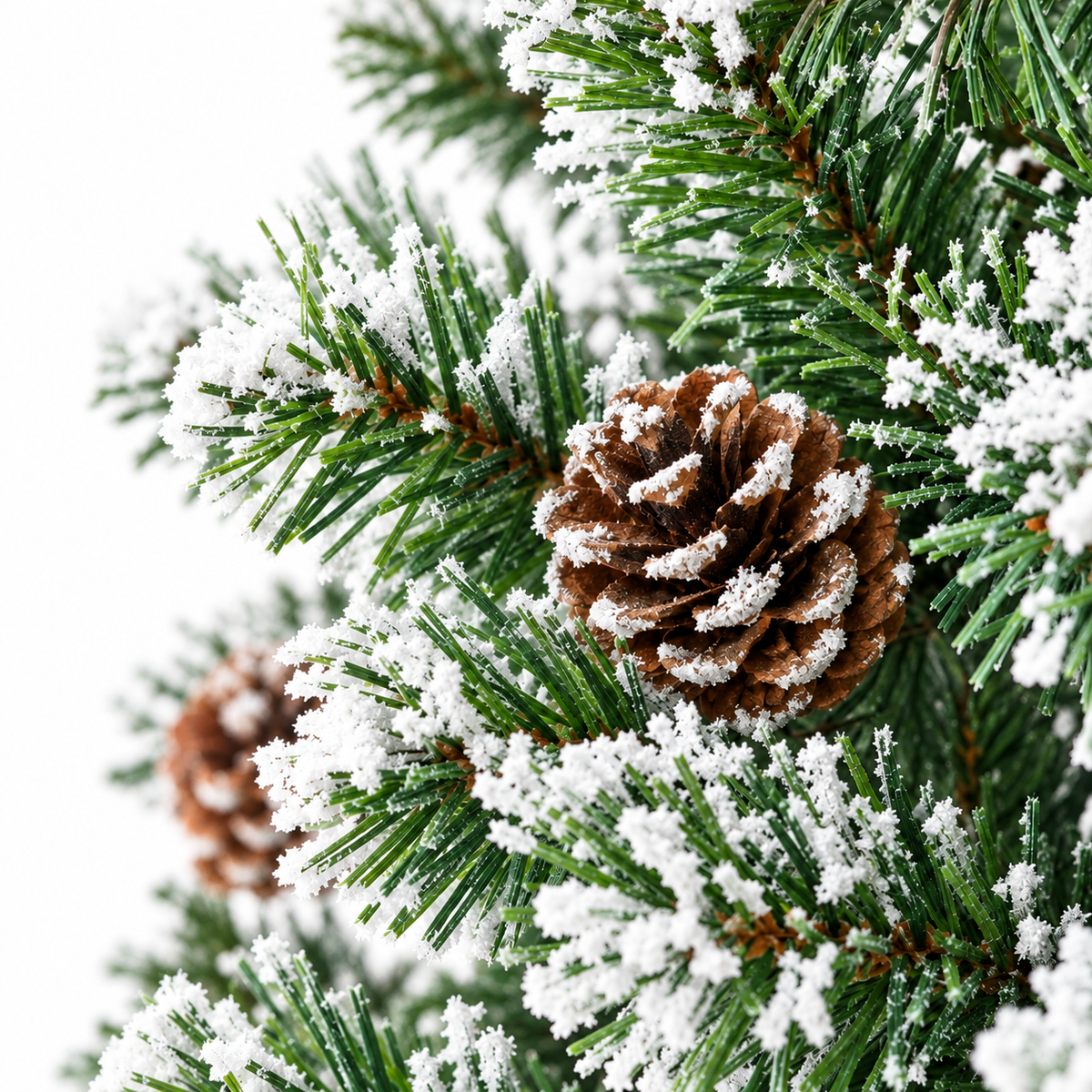 Sapin Boréal floqué pommes de pin silhouette effilée | Sapin Élégance