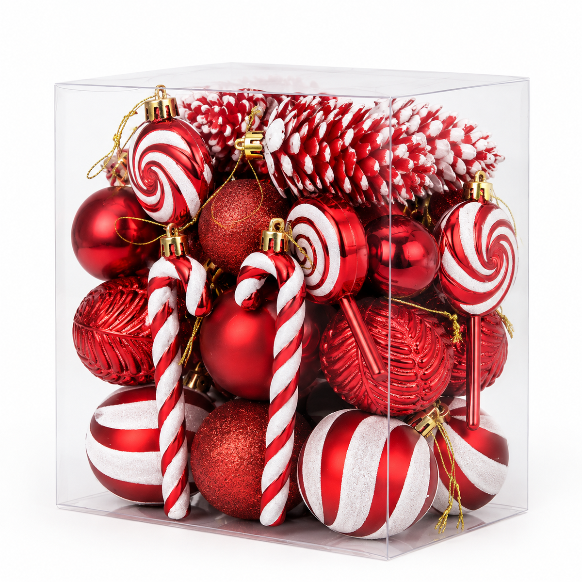 Pack Authentique | Sapin Sologne 210cm décoré rouge et blanc