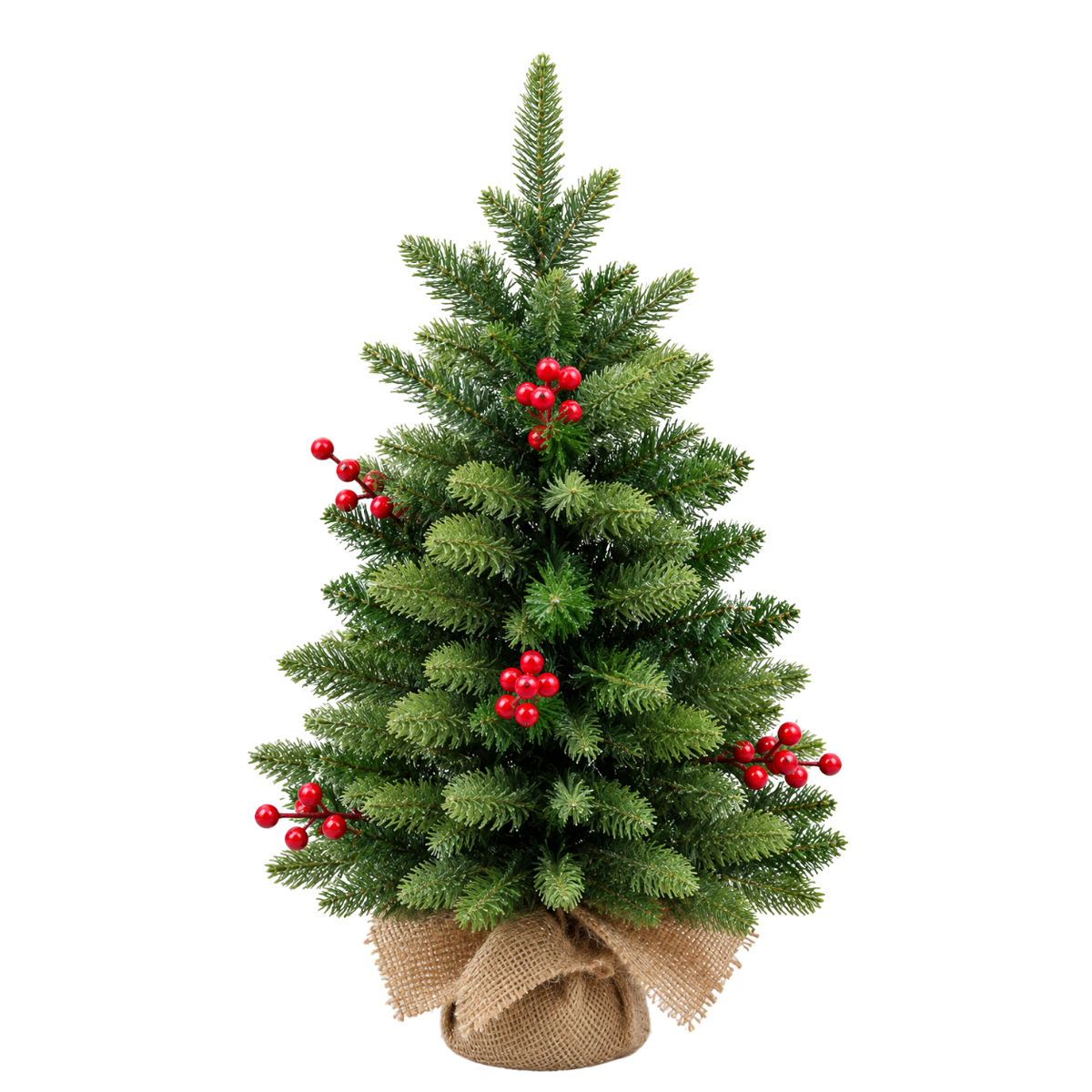 Sapin Fruits Rouges baies pied toile de jute | Sapin Élégance