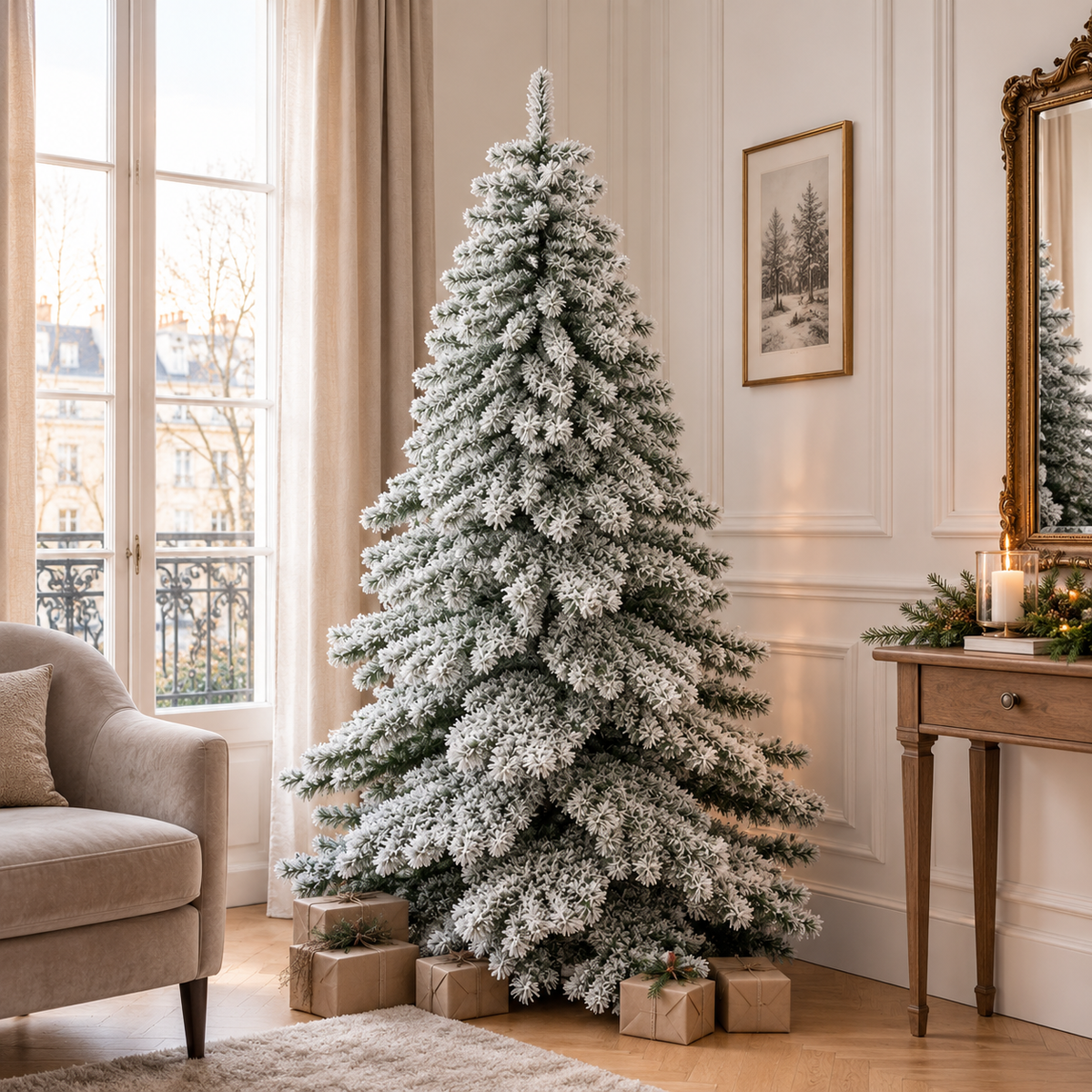 Sapin Alpin floqué dense 657 branches | Sapin Élégance