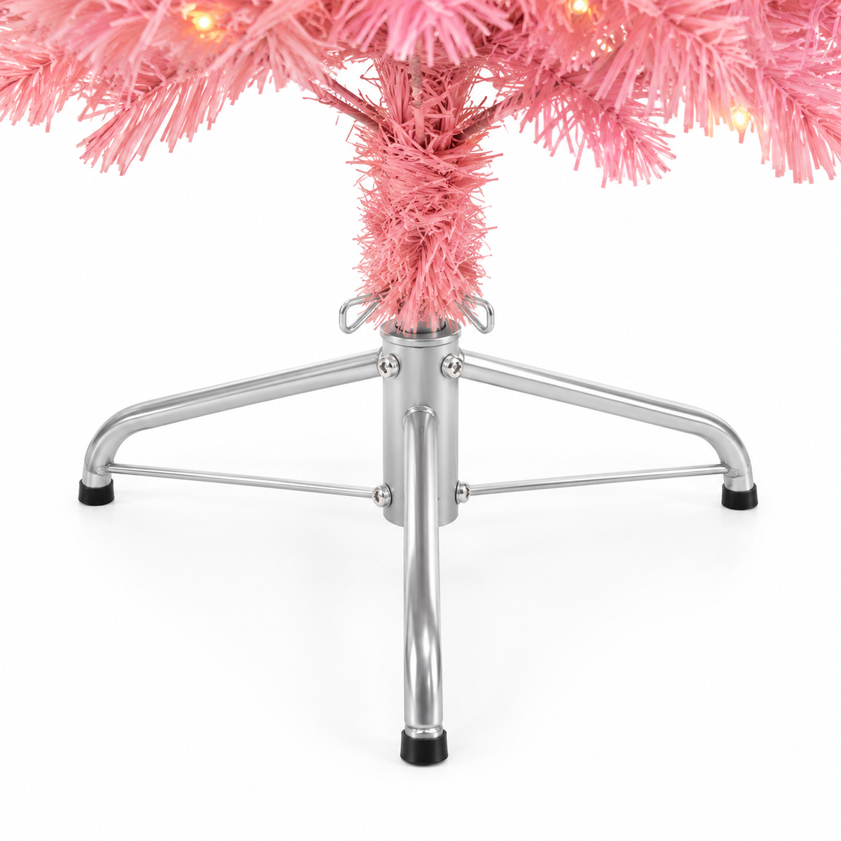 Sapin Candy rose boules argentées LED | Sapin Élégance