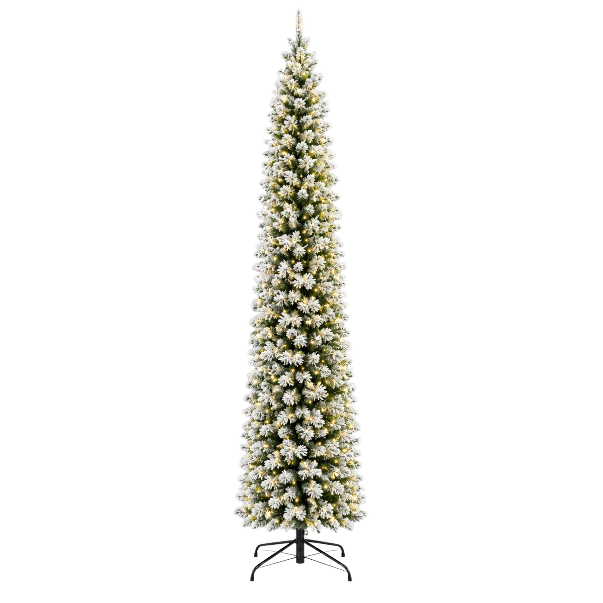 Sapin Lumière d'Hiver floqué fuseau LED intégrées | Sapin Élégance