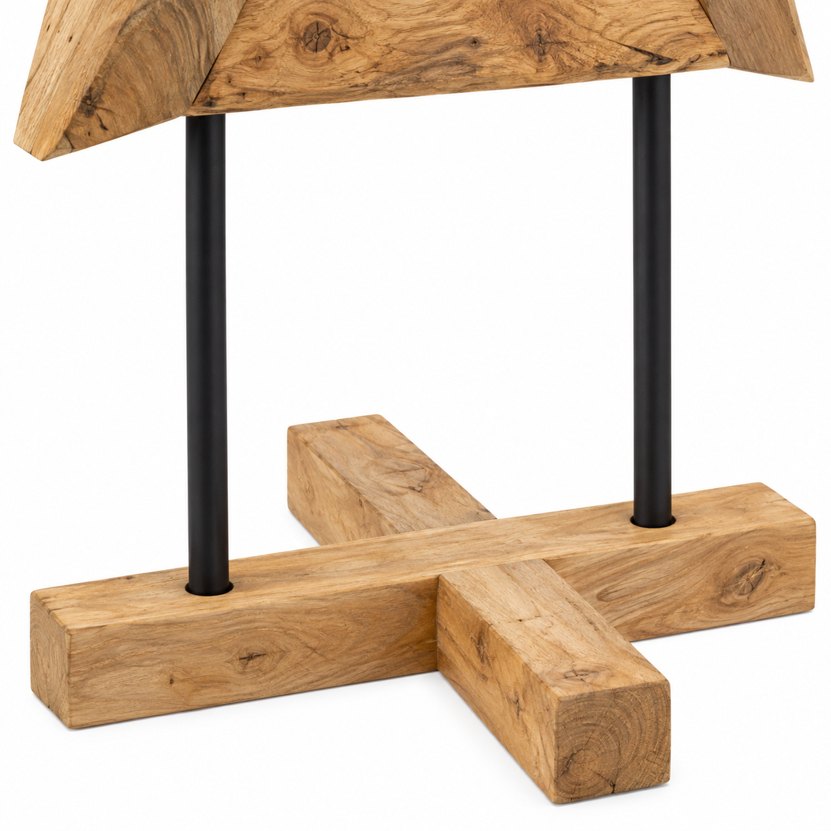 Sapin Totem bois teck massif socle croix | Sapin Élégance